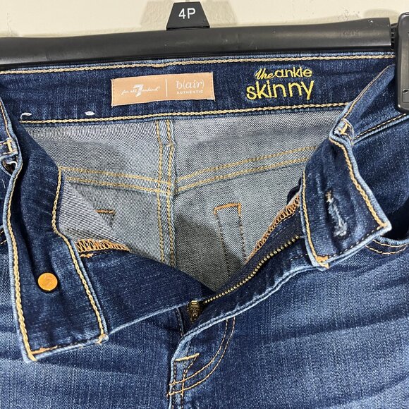 7 for all Mankind Women's B(AIR) Dark Wash Ankle Skinny Jeans Size 28 - Picture 7 of 11